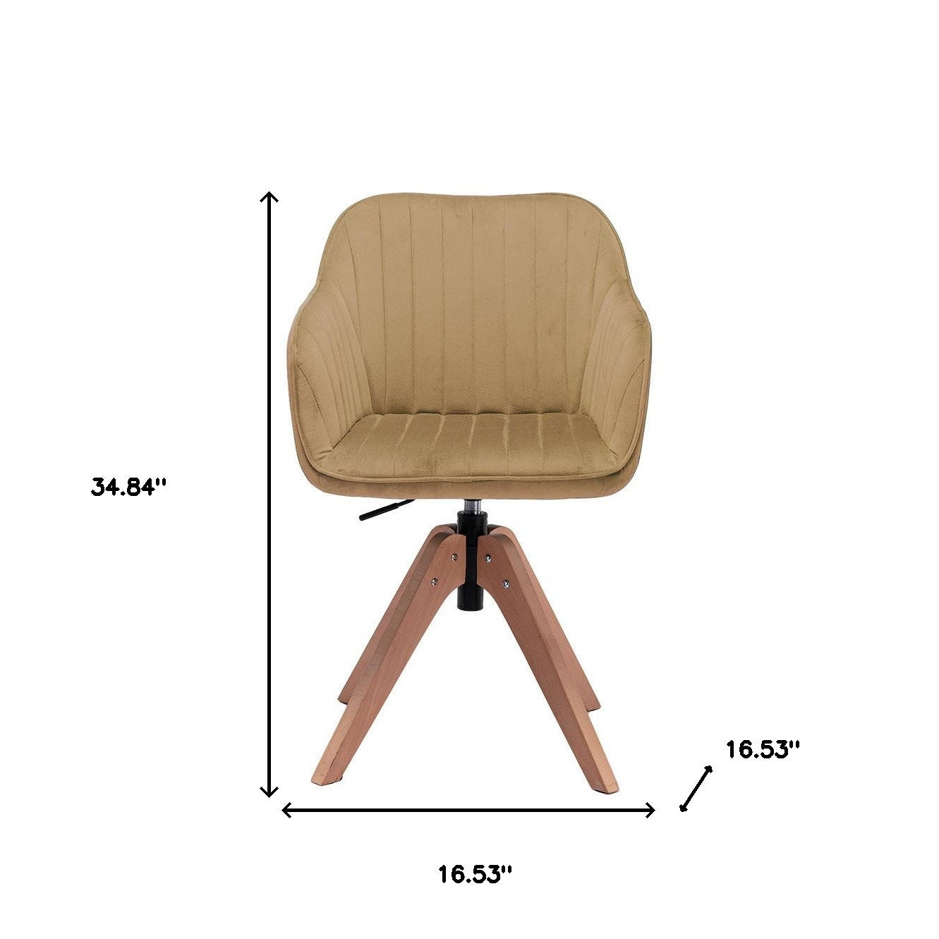 Tufted Champagne and Natural Upholstered Velvet Dining Arm Chair-4