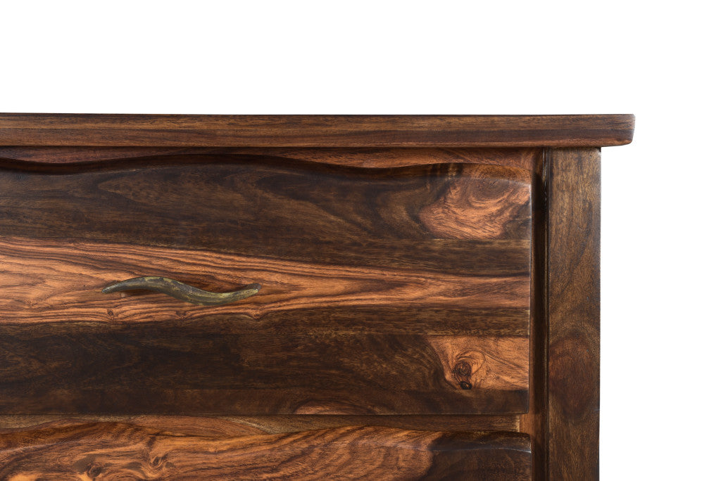 60" Dark Brown Solid Wood Six Drawer Dresser-6