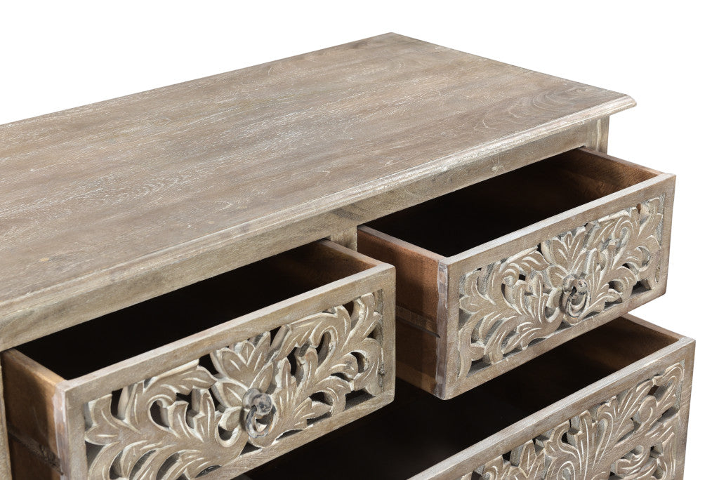 57" Gray Solid Wood Seven Drawer Dresser-7