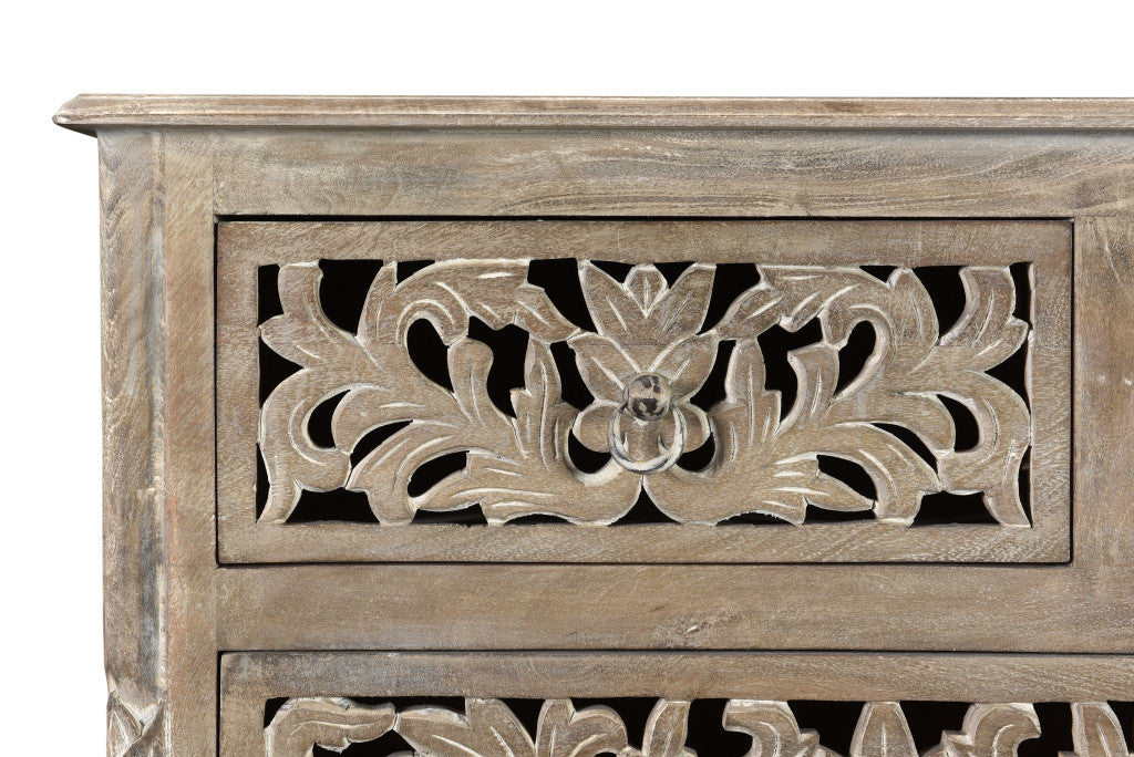 57" Gray Solid Wood Seven Drawer Dresser-6