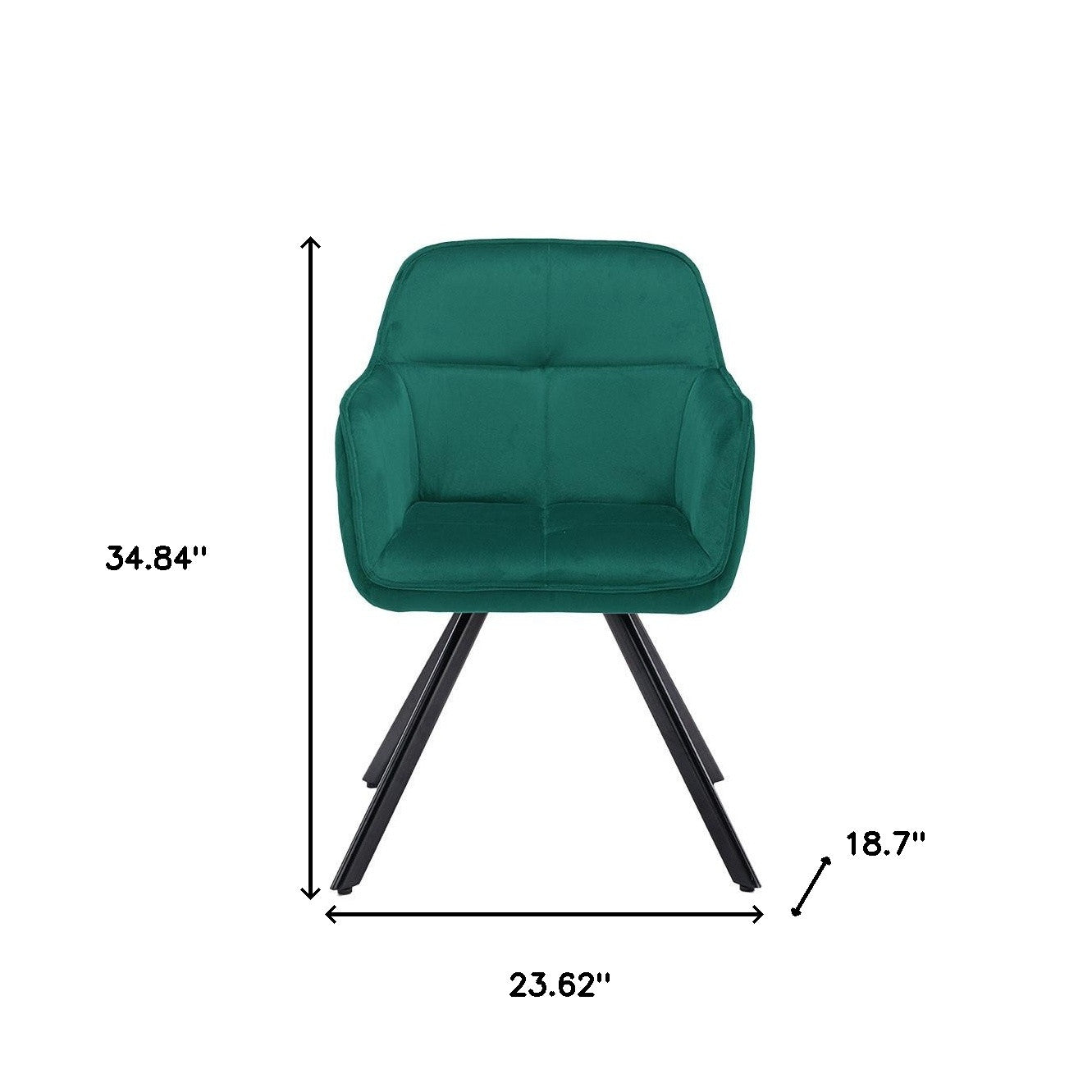 Tufted Green And Black Velvet and Metal Dining Arm Chair-6
