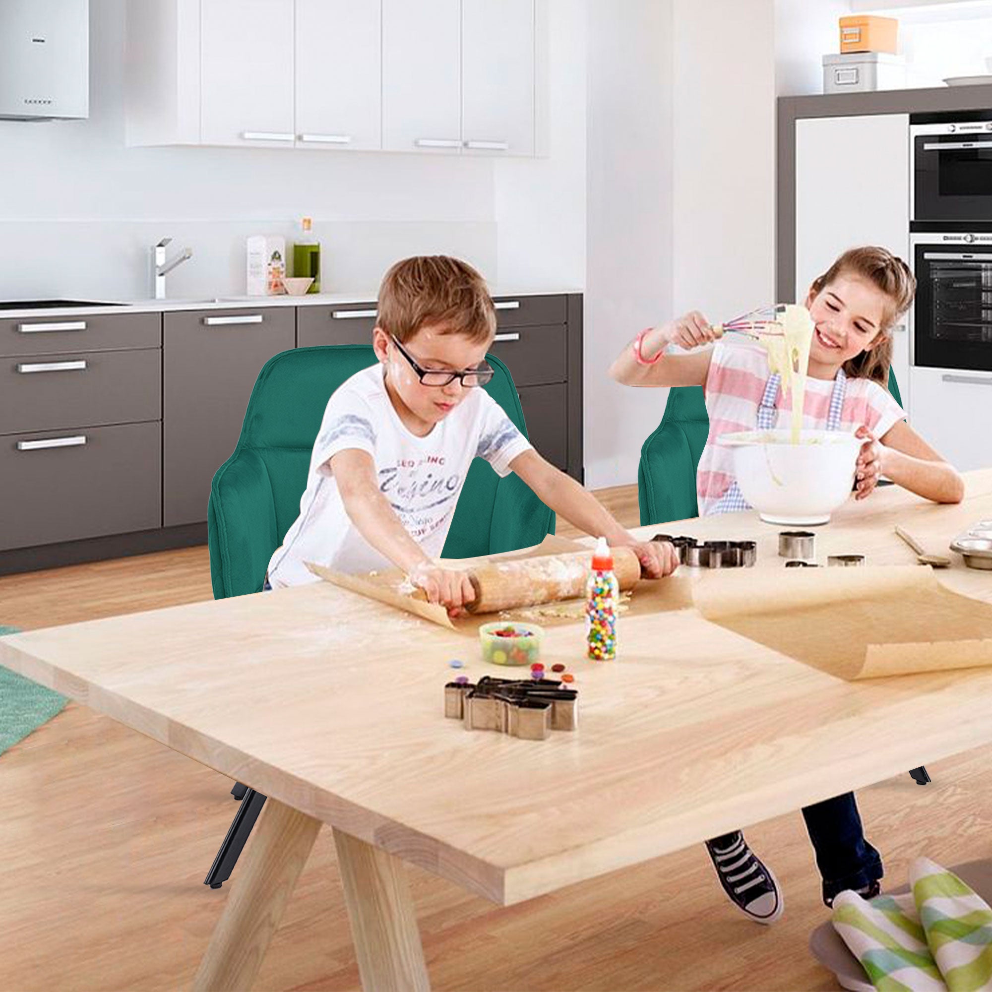 Tufted Green And Black Velvet and Metal Dining Arm Chair-5