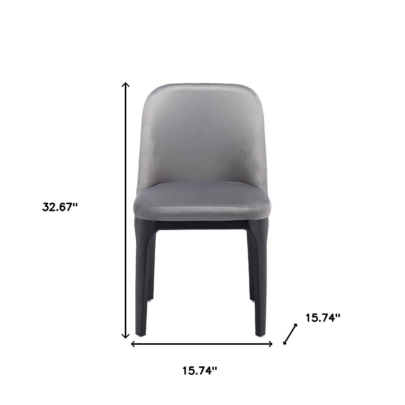 Gray And Black Upholstered Velvet Dining Side Chair-4