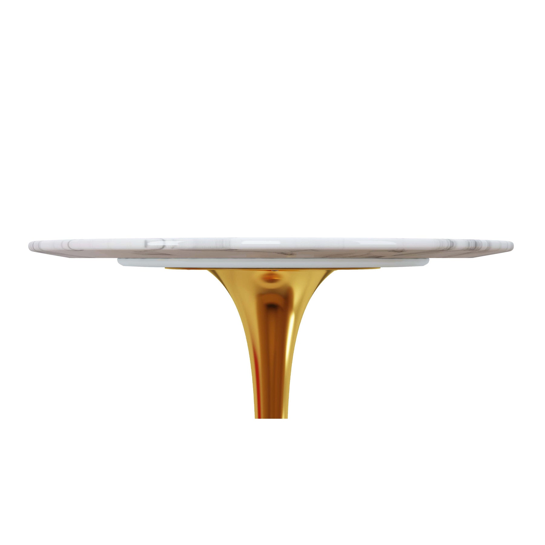 32" White and Gold Rounded Marble and Metal Bar Table-1