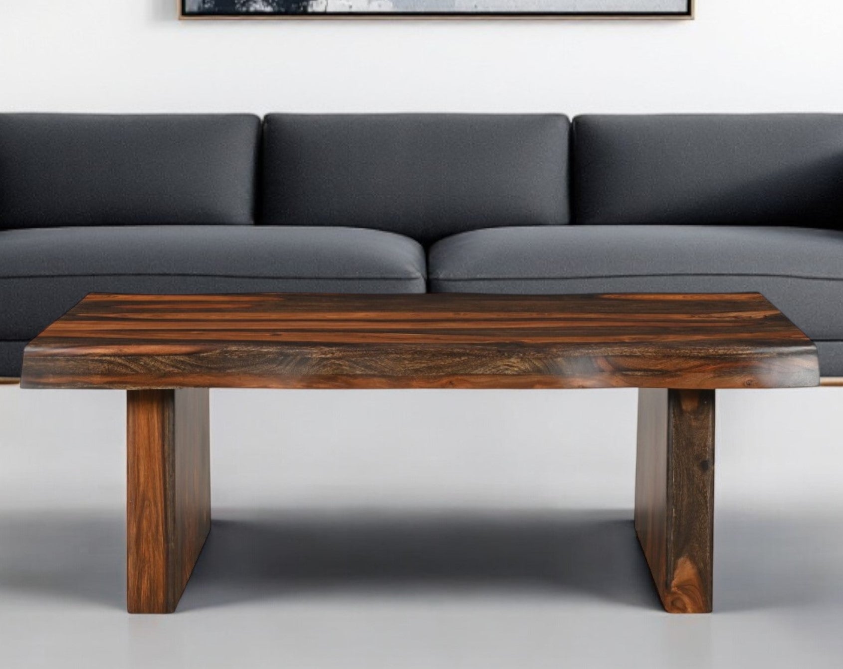 51" Dark Brown Solid Wood Sled Coffee Table-1