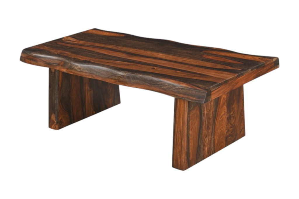 51" Dark Brown Solid Wood Sled Coffee Table-0