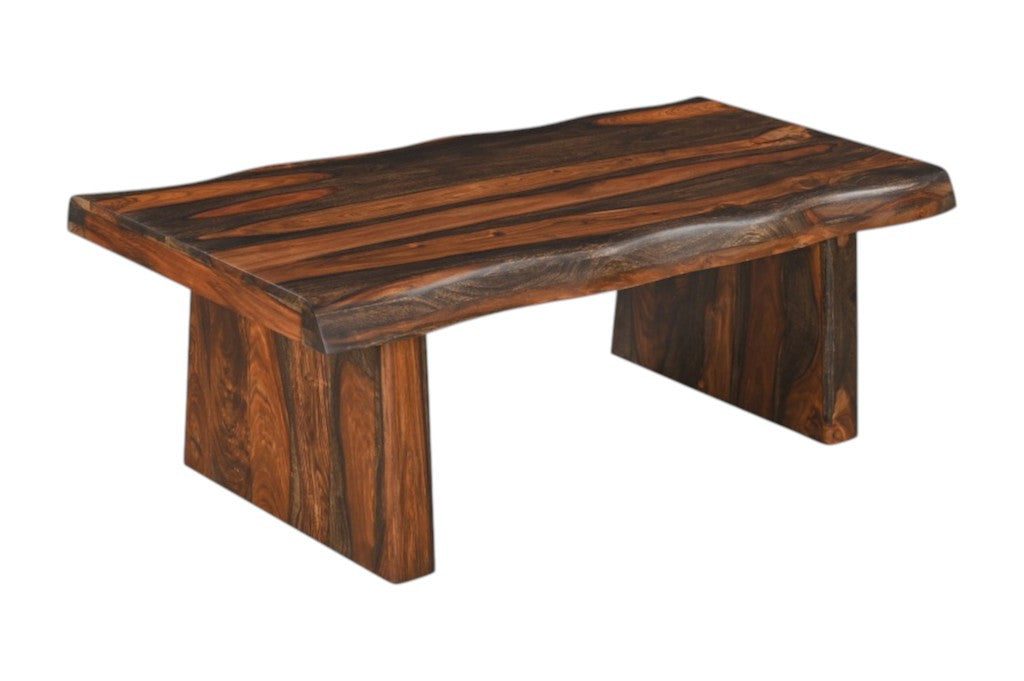 51" Dark Brown Solid Wood Sled Coffee Table-5