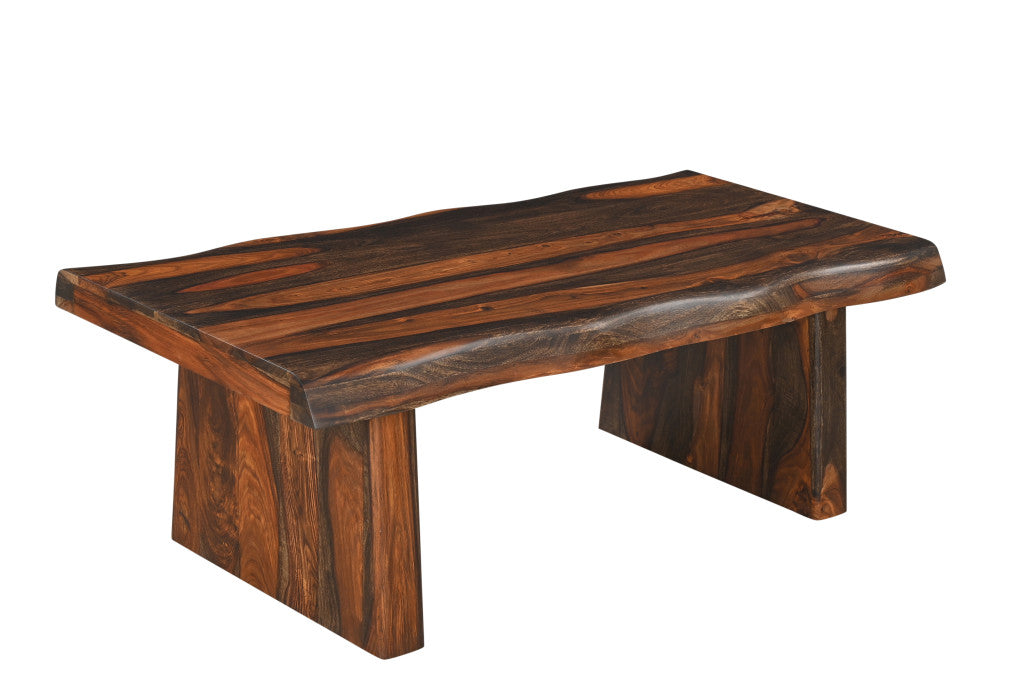 51" Dark Brown Solid Wood Sled Coffee Table-2