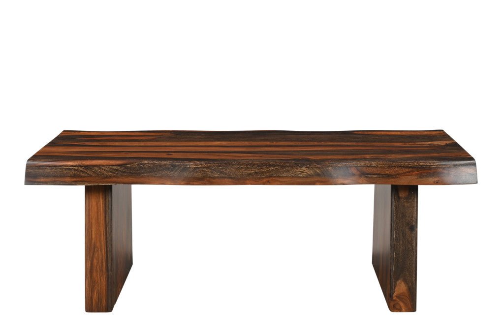 51" Dark Brown Solid Wood Sled Coffee Table-3