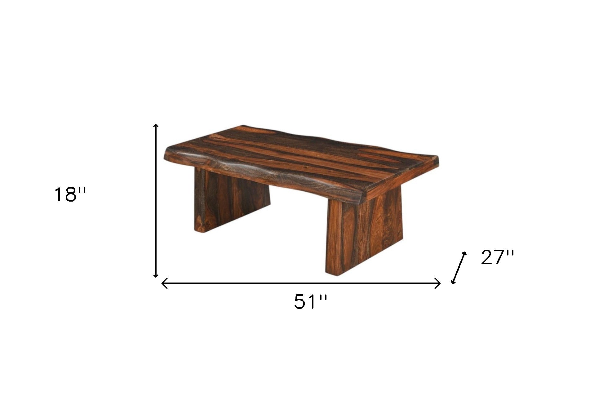 51" Dark Brown Solid Wood Sled Coffee Table-6