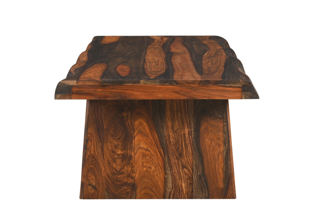 51" Dark Brown Solid Wood Sled Coffee Table-4