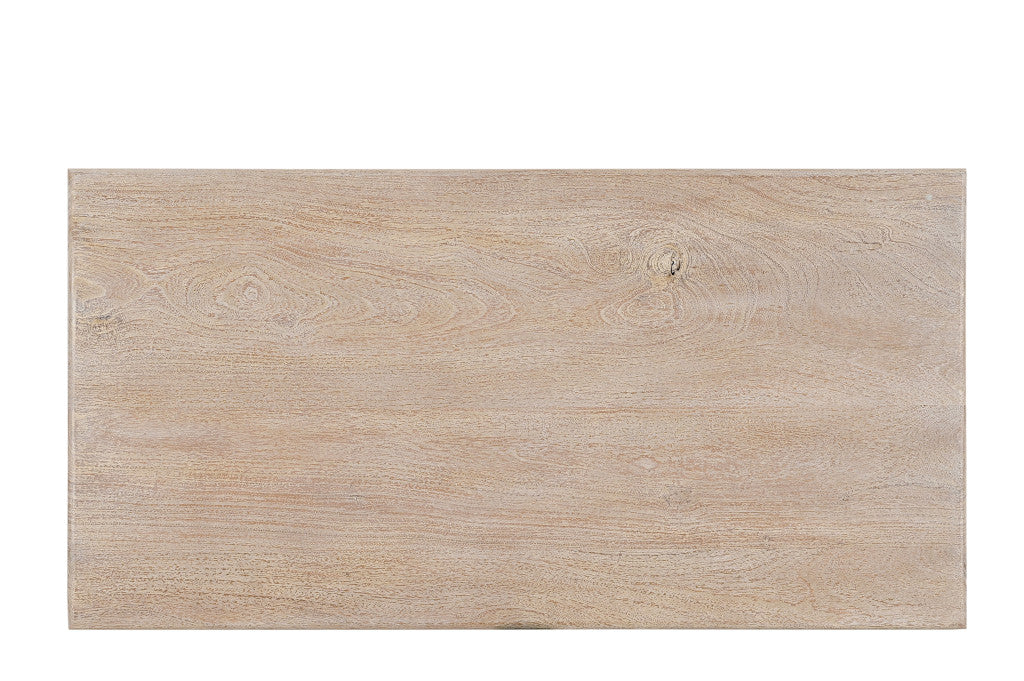 51" White Solid Wood Distressed Coffee Table-4