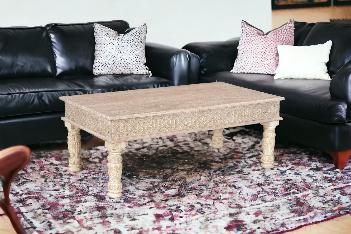 51" White Solid Wood Distressed Coffee Table-1