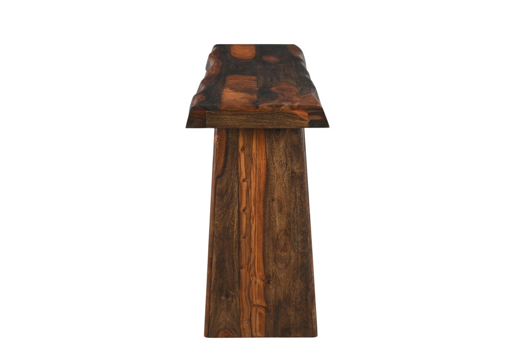 60" Dark Brown Solid Wood Frame Console Table-4