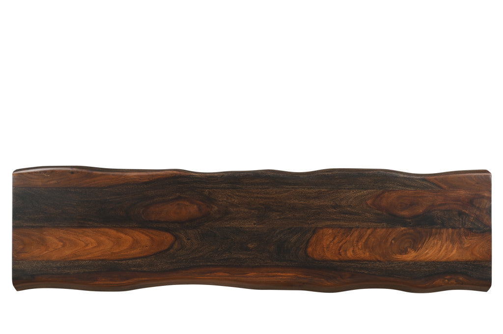 60" Dark Brown Solid Wood Frame Console Table-5