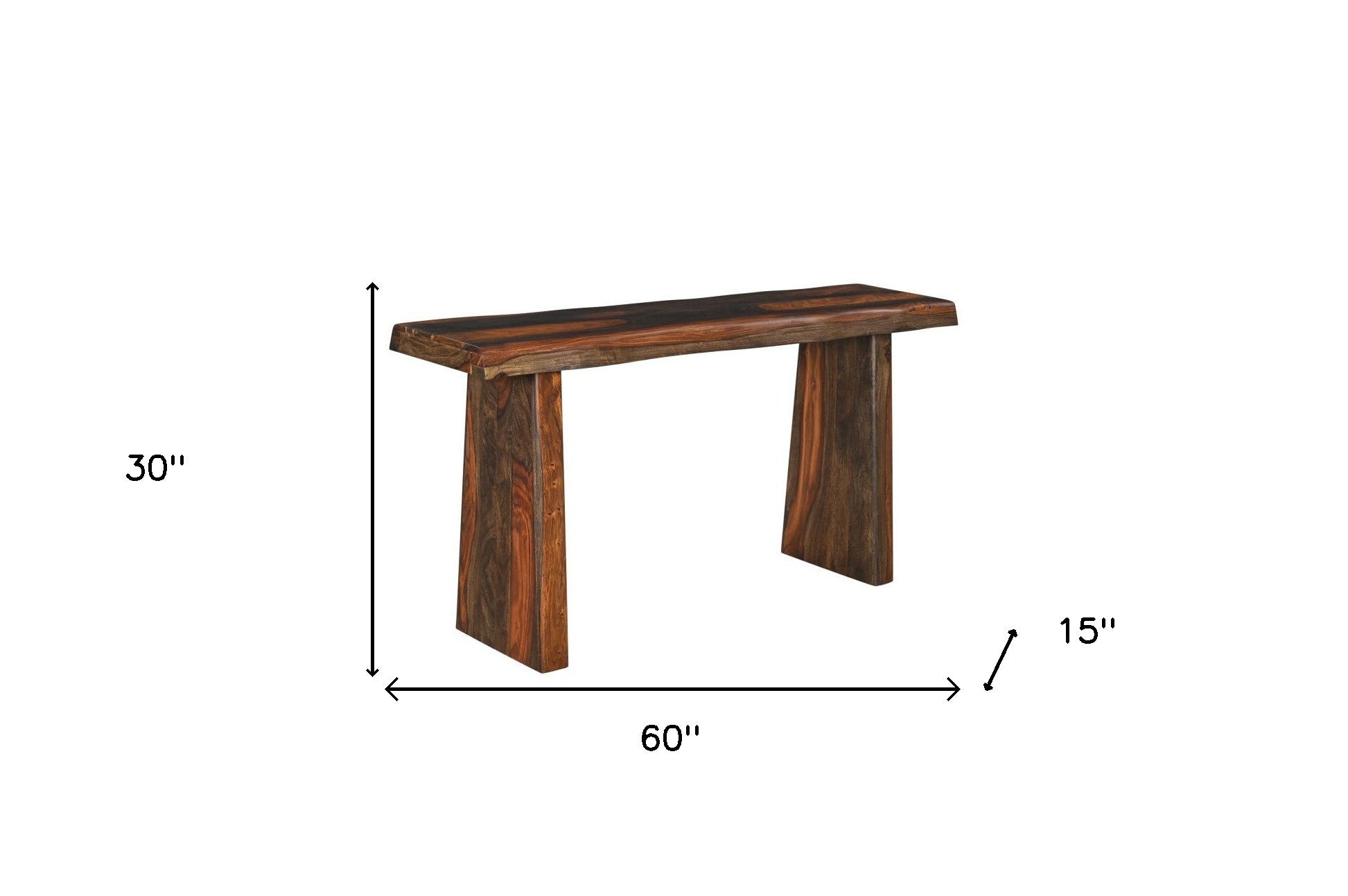 60" Dark Brown Solid Wood Frame Console Table-6