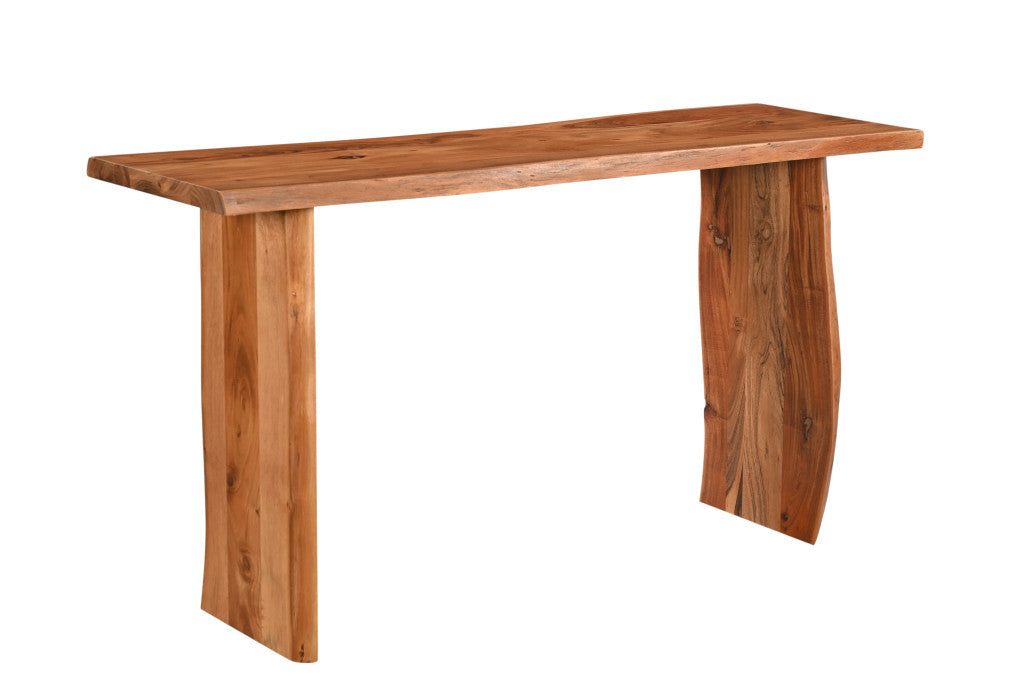 57" Chestnut Solid Wood Sled Console Table-2