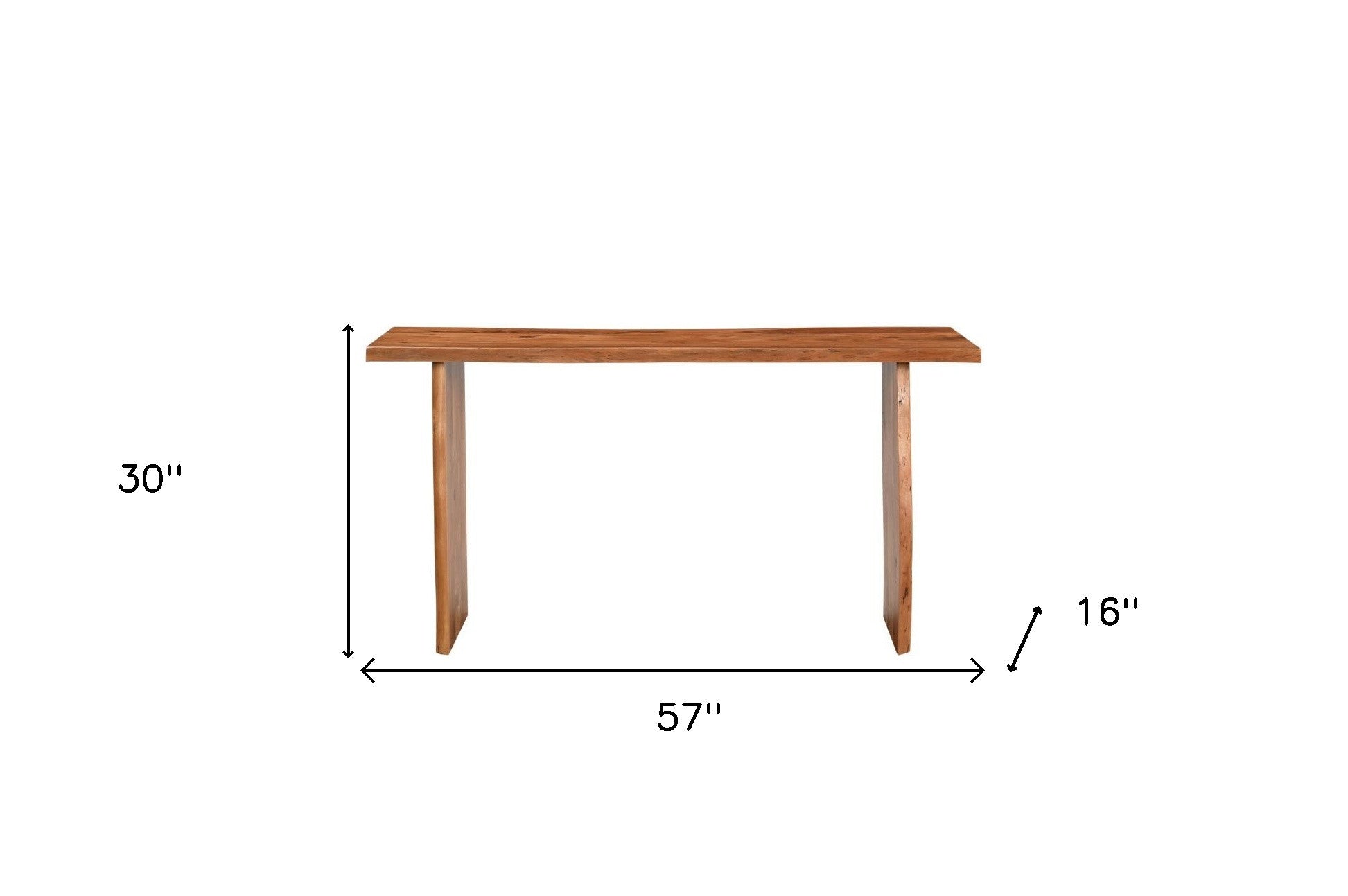 57" Chestnut Solid Wood Sled Console Table-6