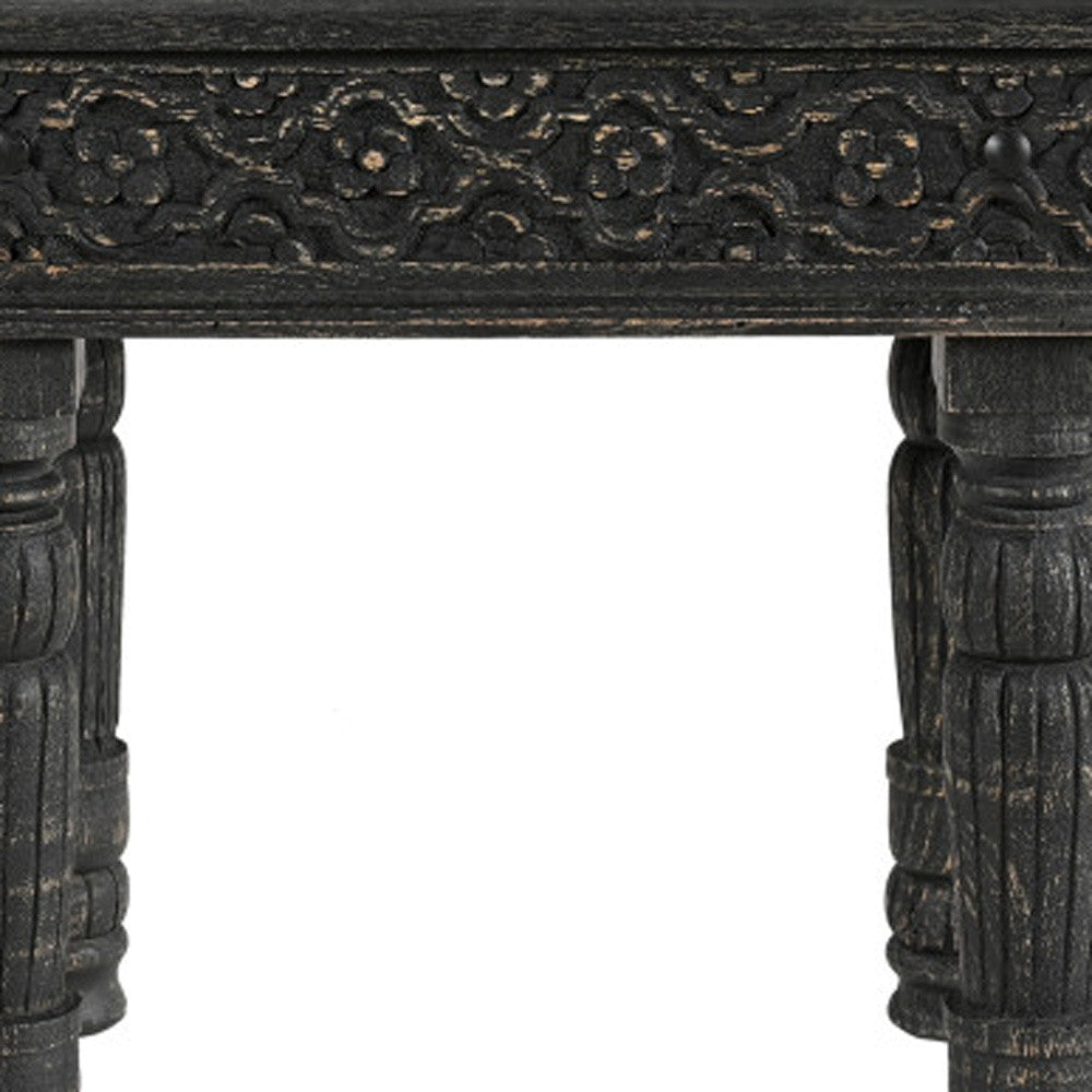 24" Black Distressed Solid Wood End Table-5