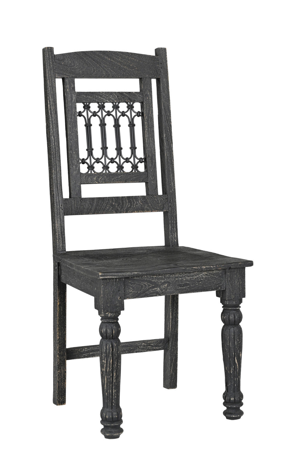 Set of Two Black Wood Slat Back Dining Side Chairs-2