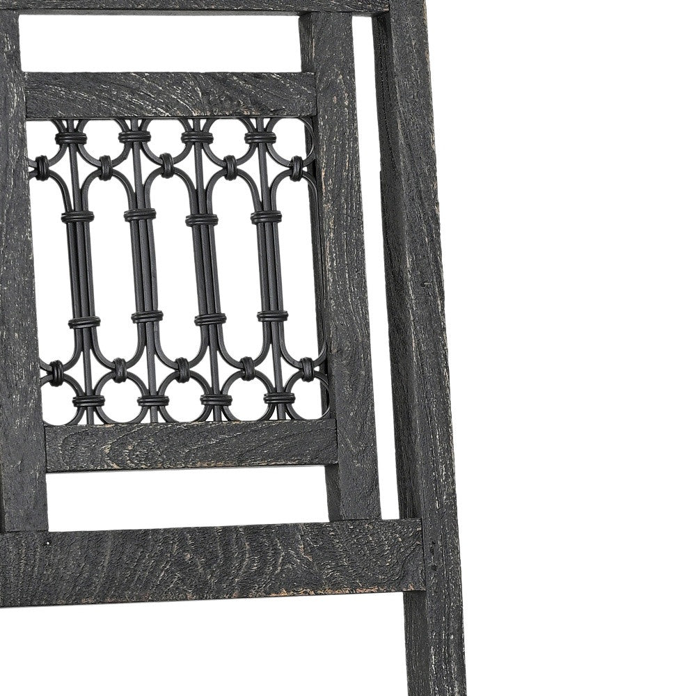 Set of Two Black Wood Slat Back Dining Side Chairs-7