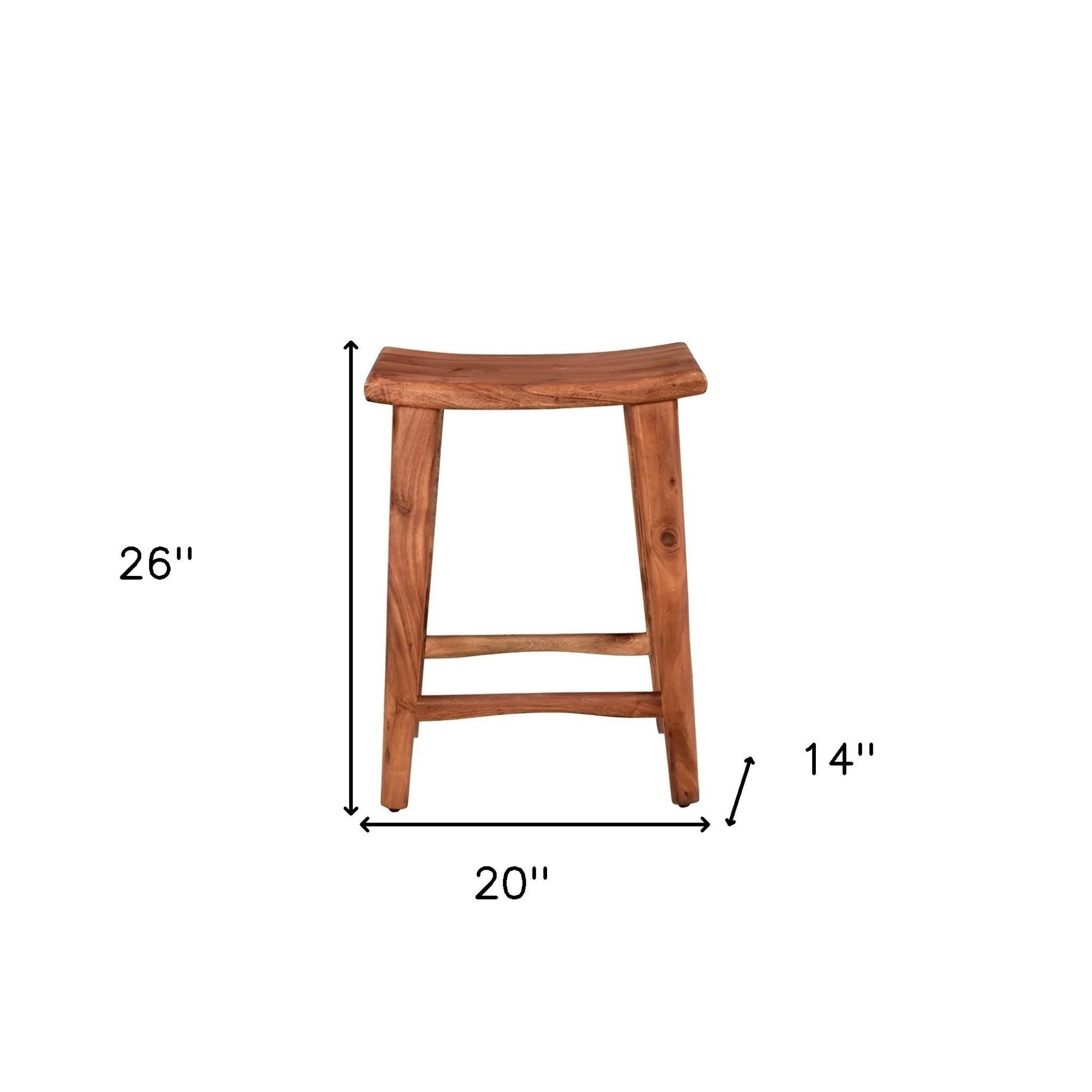 26" Brown Solid Wood Backless Bar Chair-5