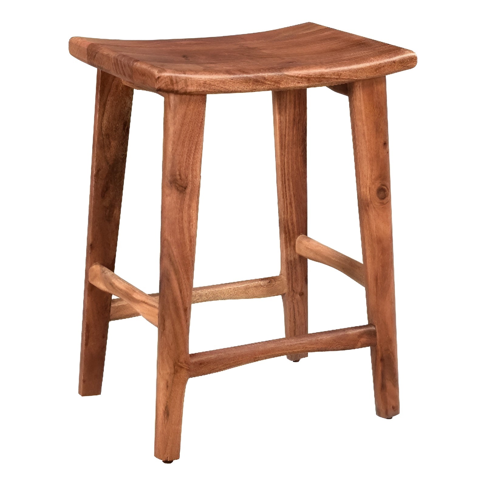 26" Brown Solid Wood Backless Bar Chair-1