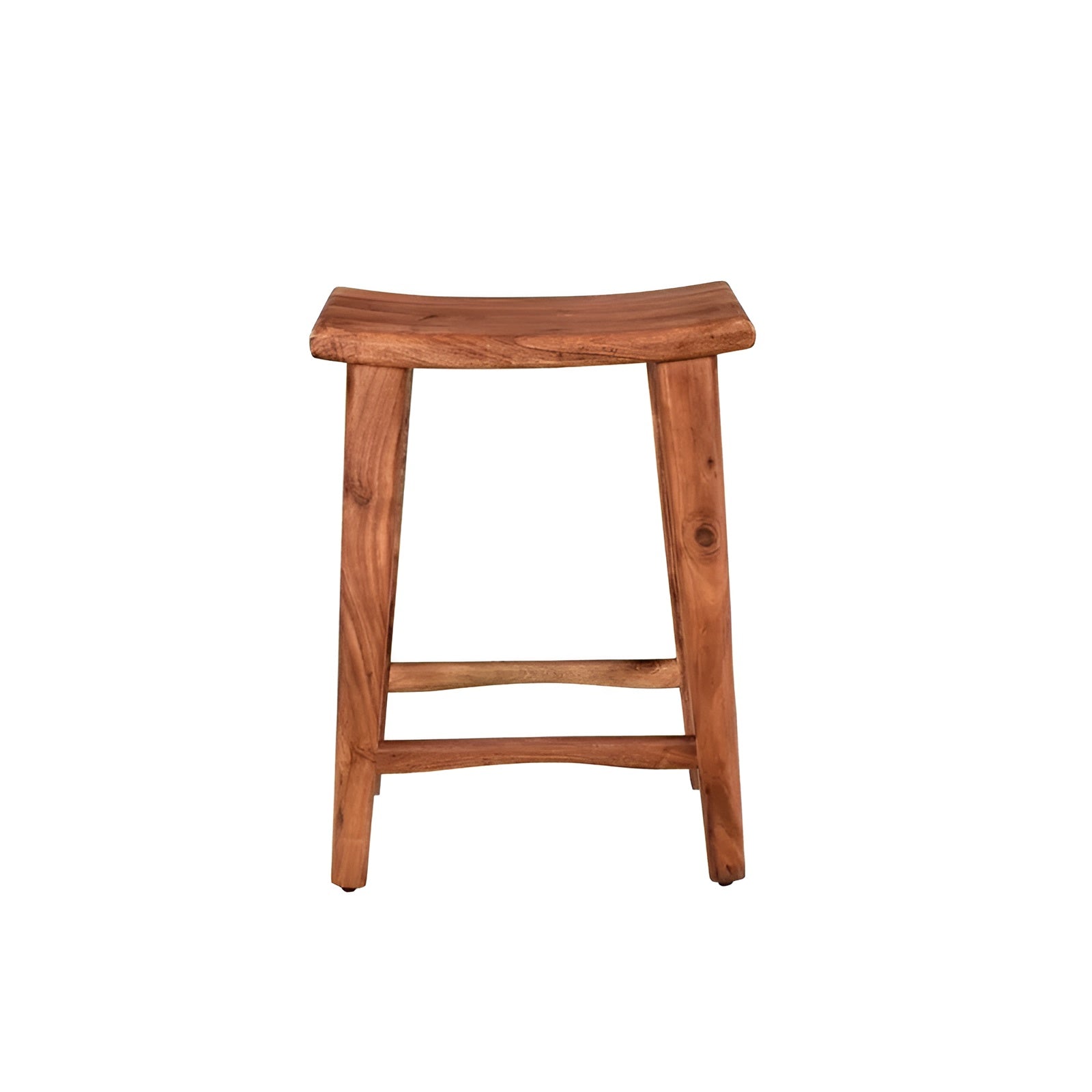 26" Brown Solid Wood Backless Bar Chair-2