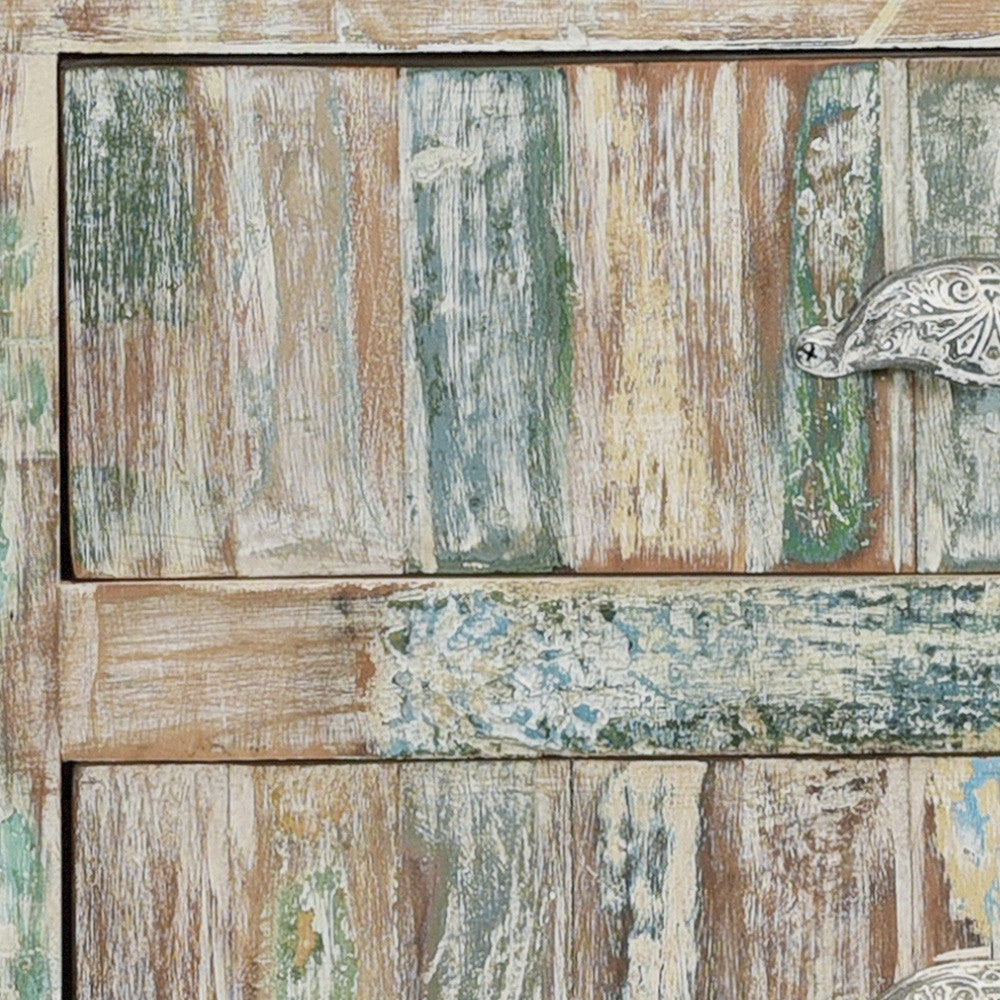 50" White Distressed Reclaimed Wood Open And Enclosed Storage Entertainment Center-4