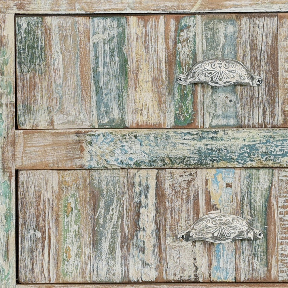 50" White Distressed Reclaimed Wood Open And Enclosed Storage Entertainment Center-5