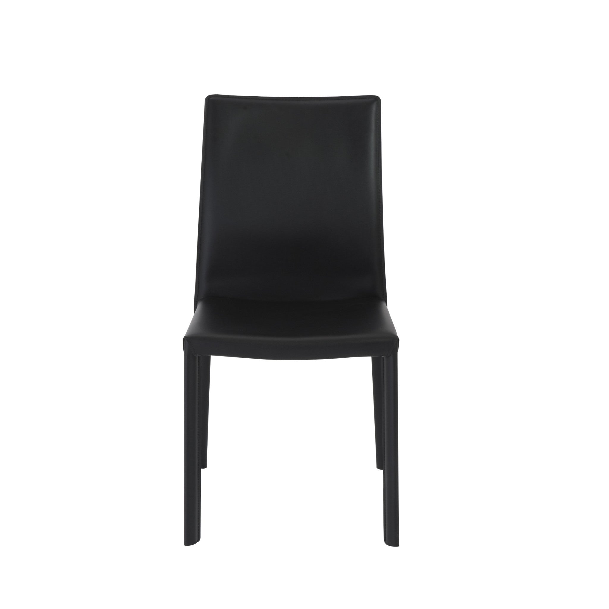 Set of Two Black Upholstered Leather Dining Side Chairs-0