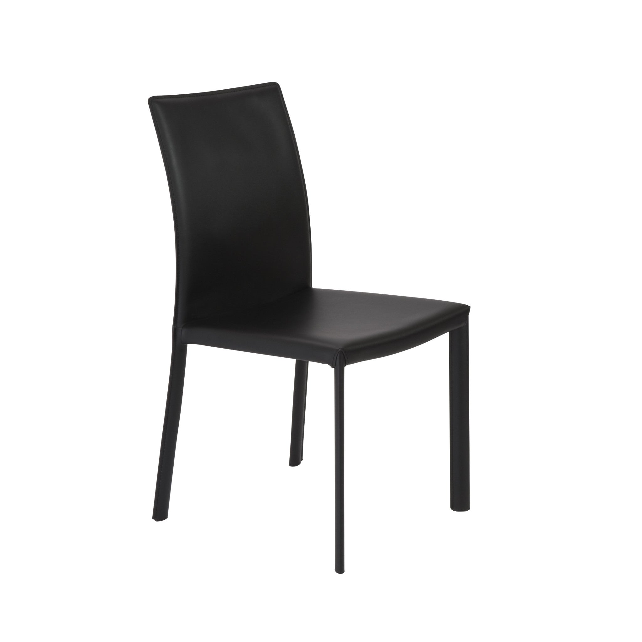 Set of Two Black Upholstered Leather Dining Side Chairs-1