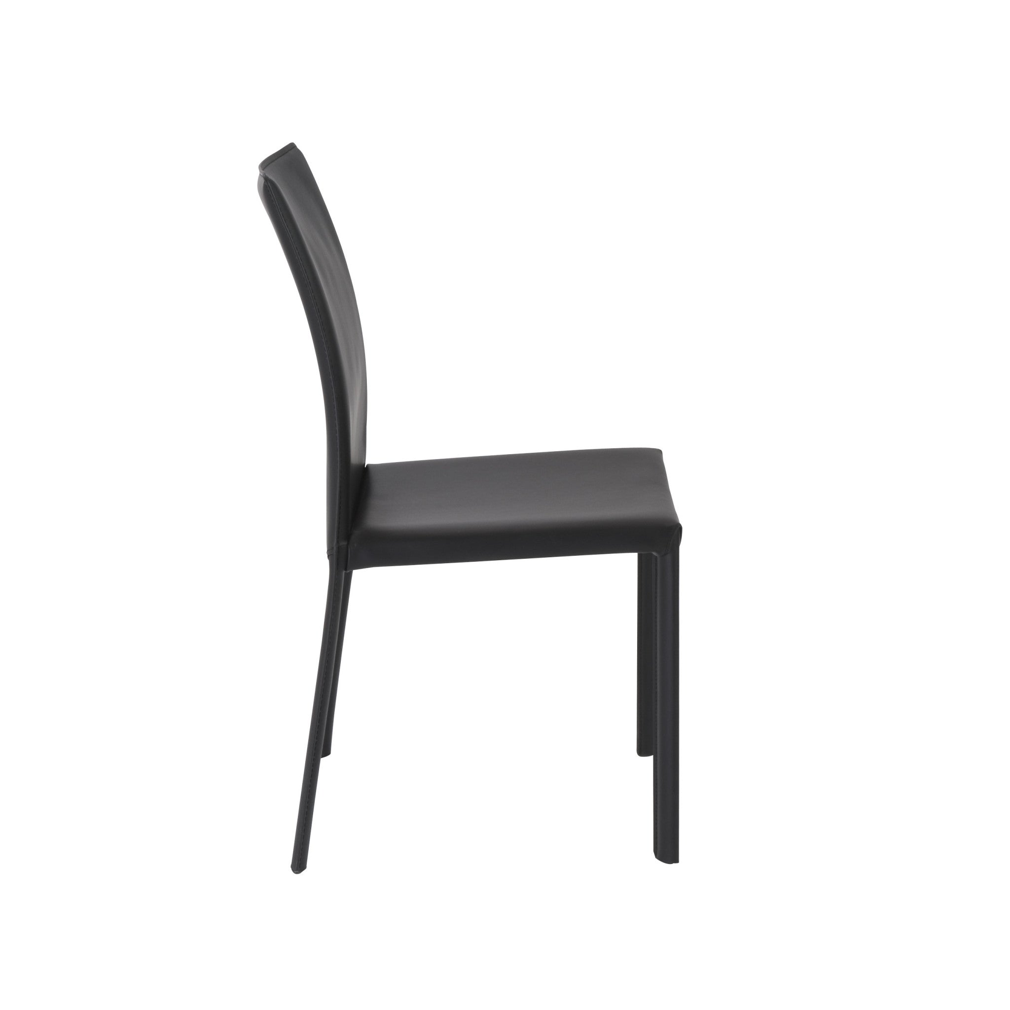 Set of Two Black Upholstered Leather Dining Side Chairs-2