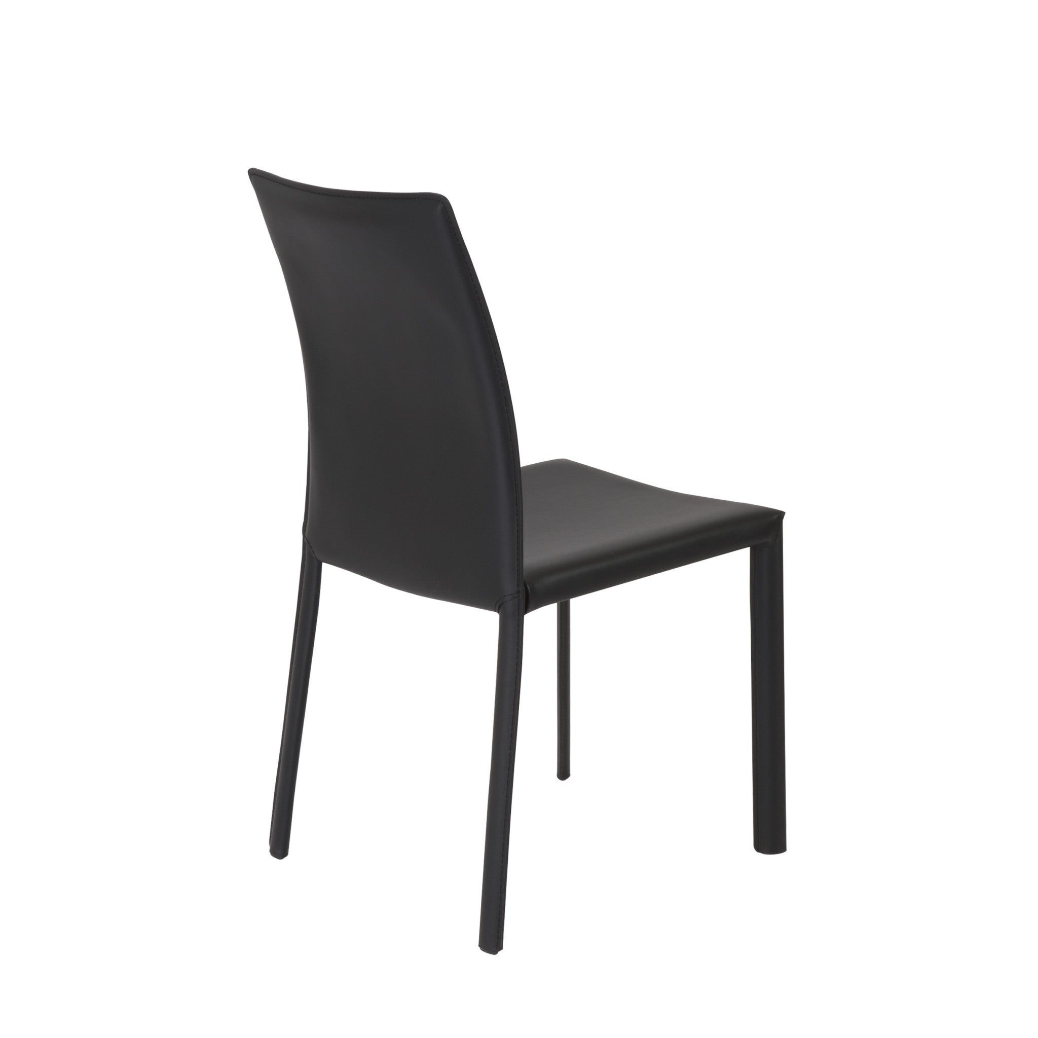 Set of Two Black Upholstered Leather Dining Side Chairs-3