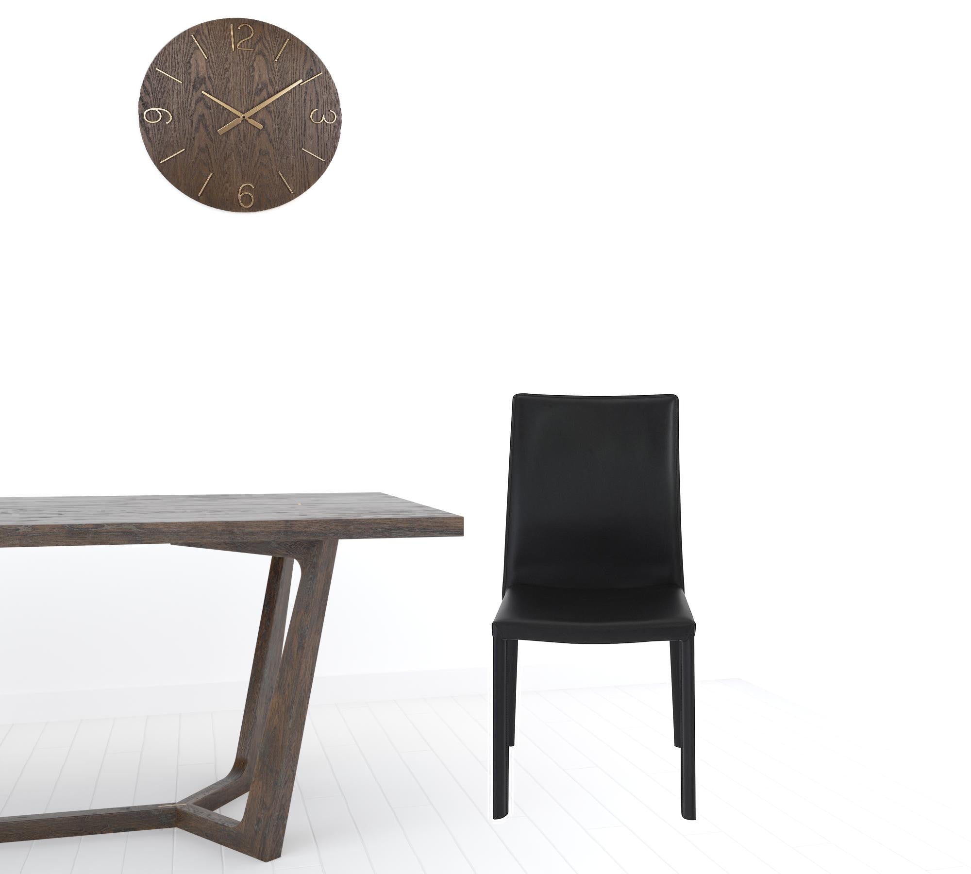 Set of Two Black Upholstered Leather Dining Side Chairs-4