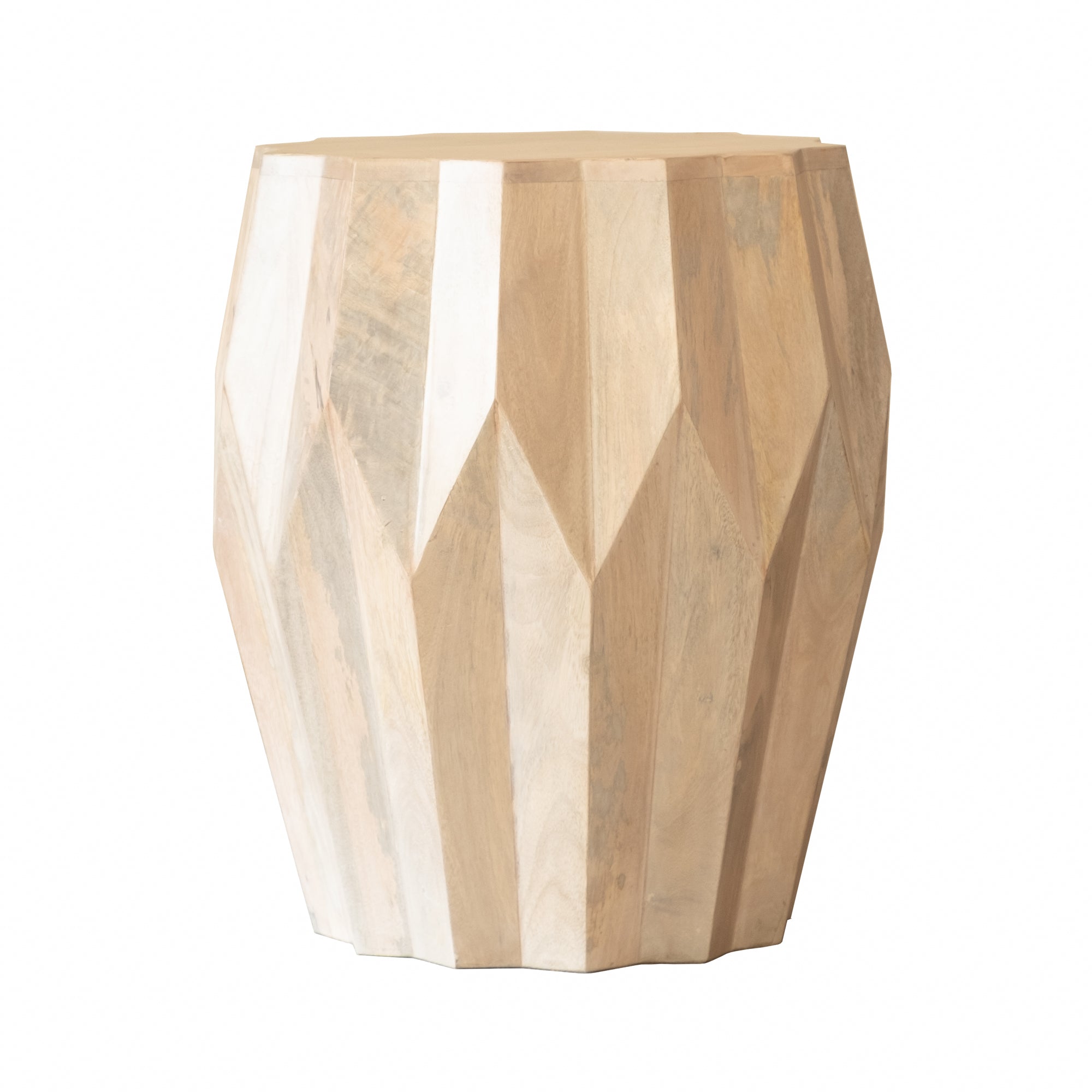 23" Natural Solid Wood Round Drum End Table-0