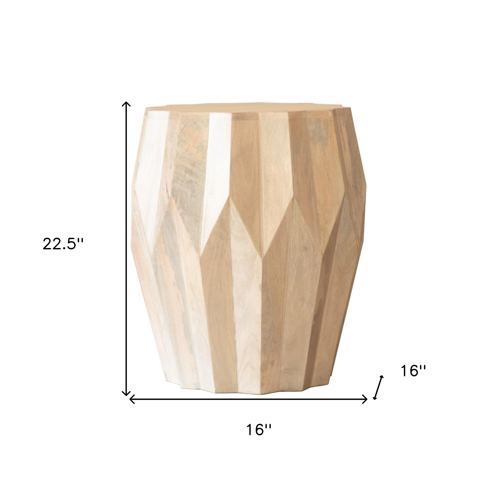 23" Natural Solid Wood Round Drum End Table-6
