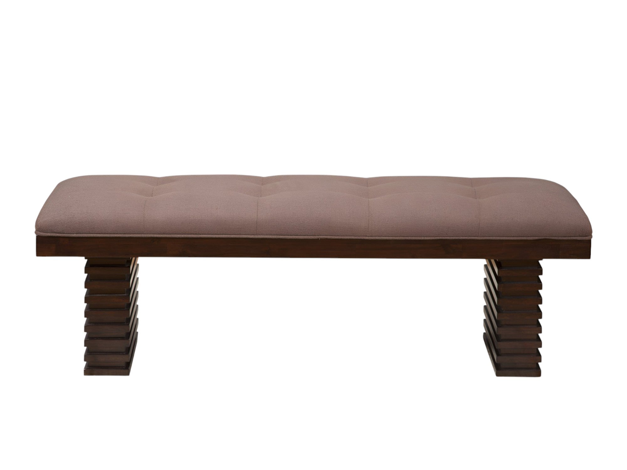 59" Latte and Espresso Linen Blend Upholstered Dining Bench-1