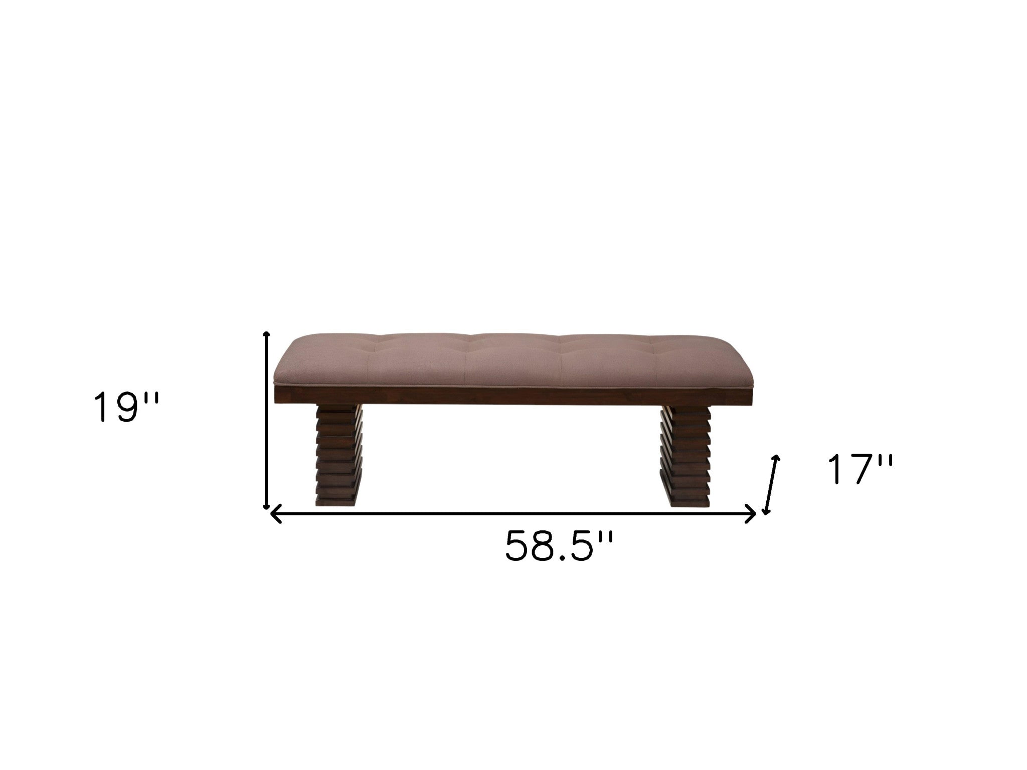 59" Latte and Espresso Linen Blend Upholstered Dining Bench-5