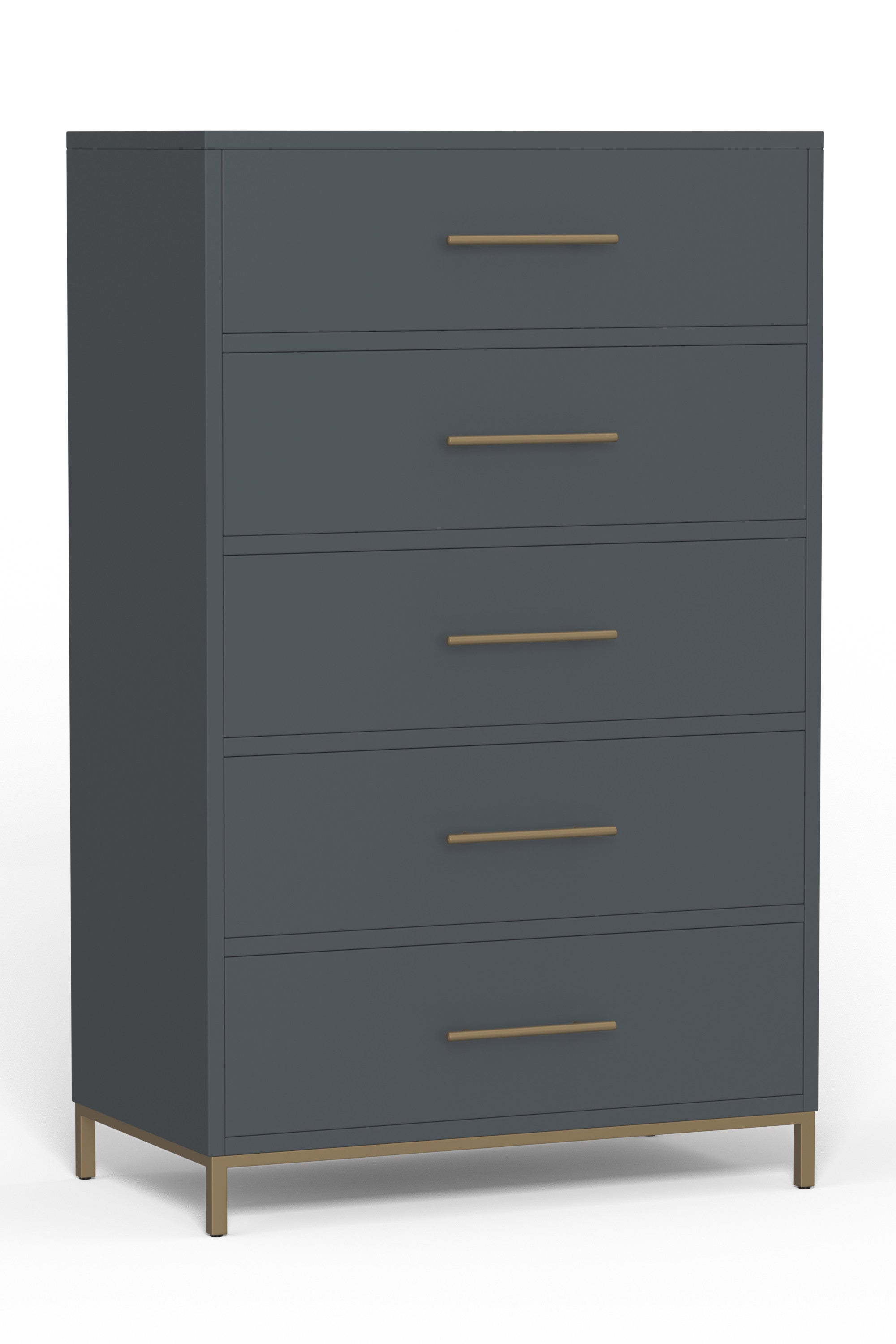 33" Gray Solid Wood Five Drawer Dresser-2