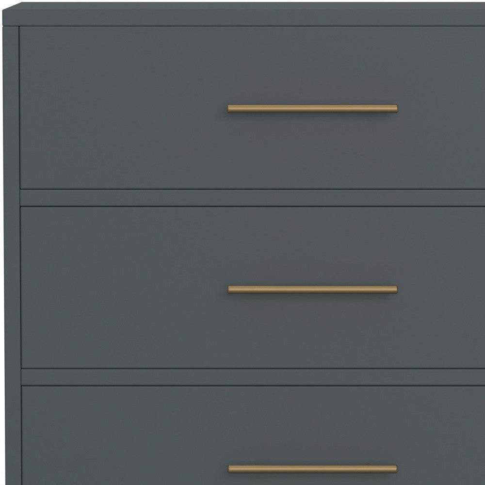 33" Gray Solid Wood Five Drawer Dresser-3