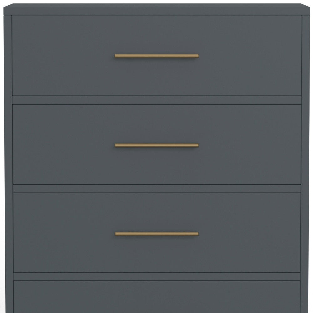 33" Gray Solid Wood Five Drawer Dresser-4