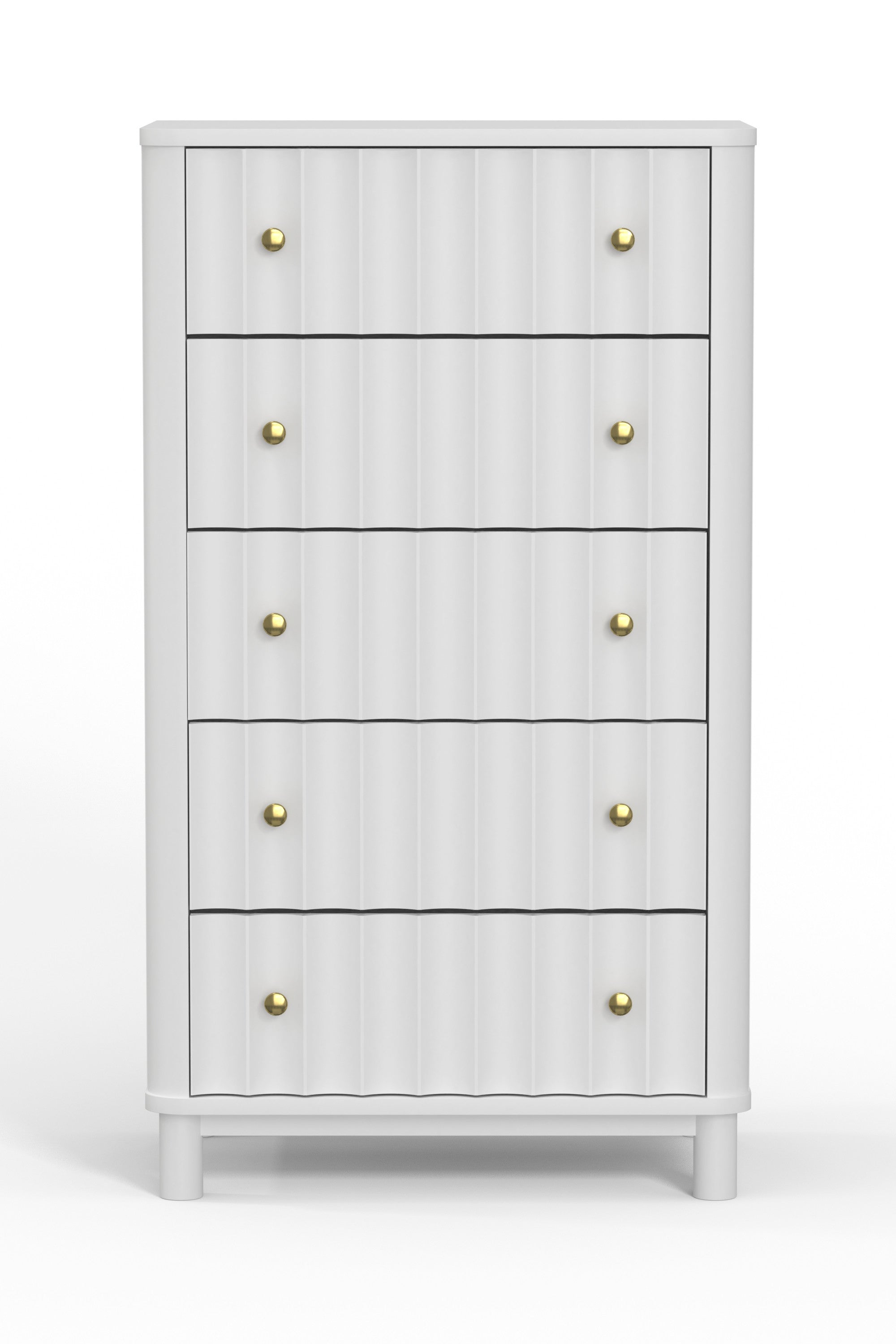 28" White Solid Wood Five Drawer Chest-1