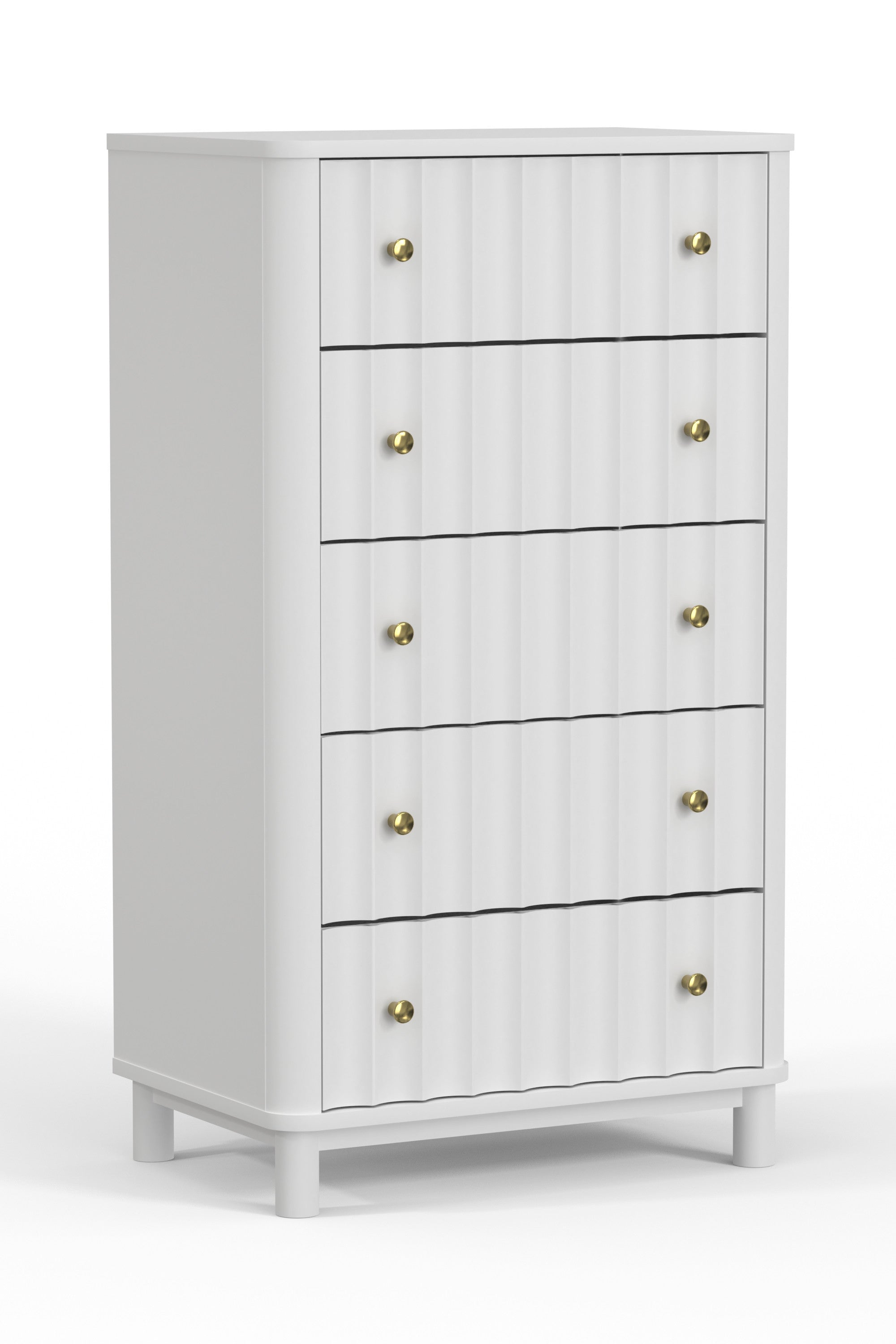 28" White Solid Wood Five Drawer Chest-2