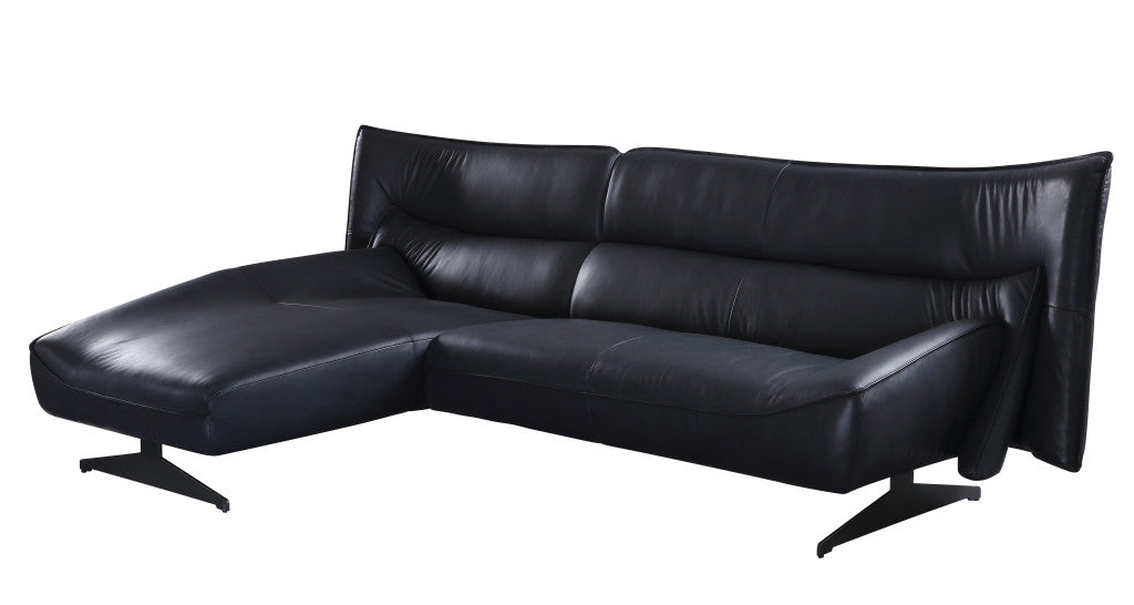Dark Gray Top Grain Leather L Shaped Two Piece Sofa and Chaise Sectional-0