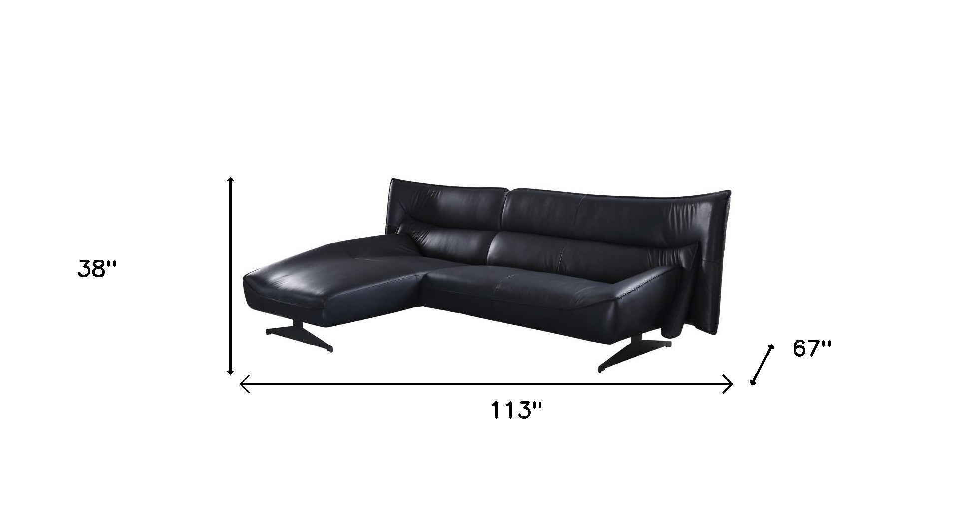 Dark Gray Top Grain Leather L Shaped Two Piece Sofa and Chaise Sectional-3