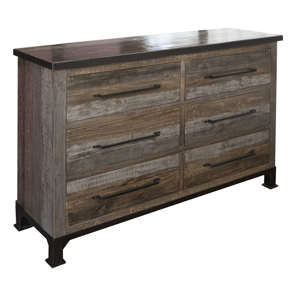 61" Brown Solid Wood Six Drawer Double Dresser-2