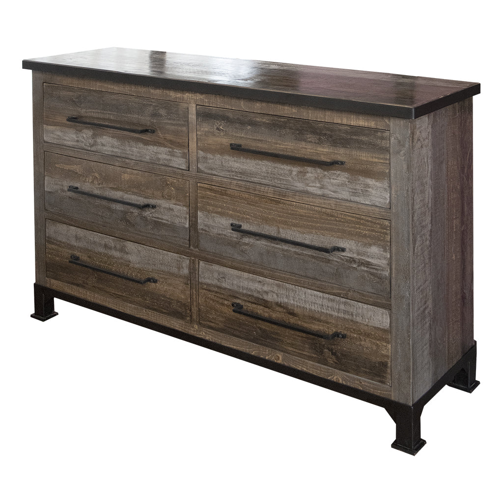61" Brown Solid Wood Six Drawer Double Dresser-0