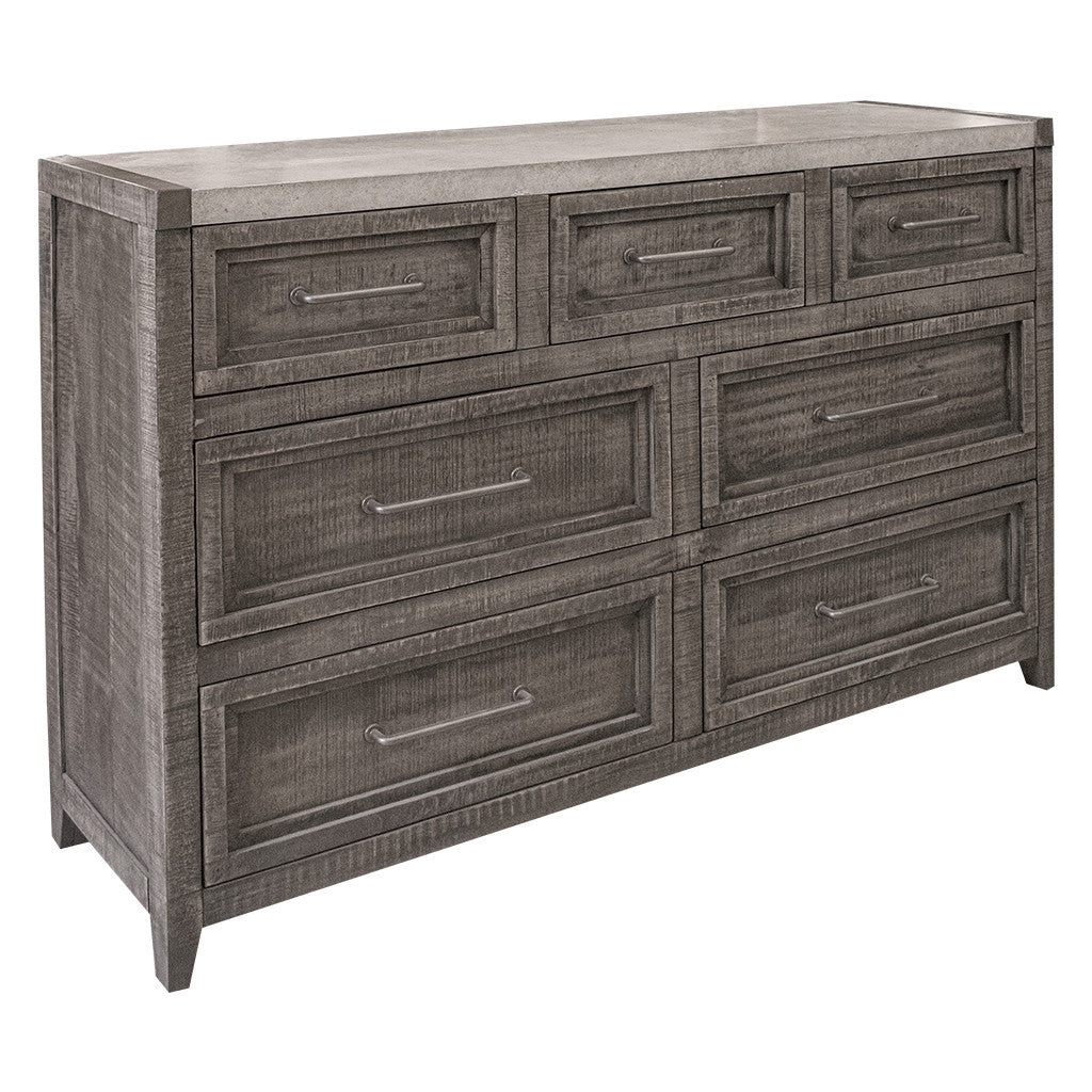 62" Gray Solid Wood Seven Drawer Triple Dresser-2