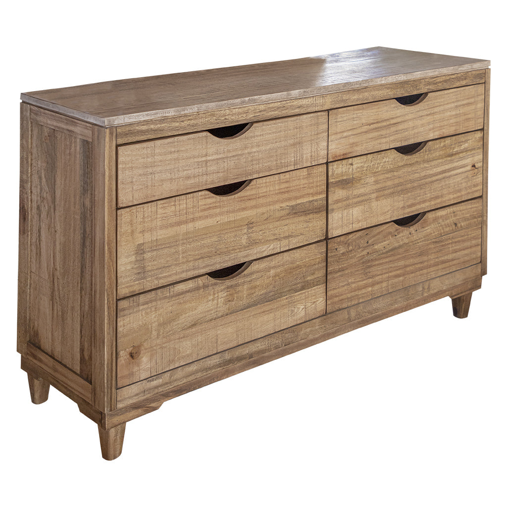 56" Natural Solid Wood Four Drawer Double Dresser-0